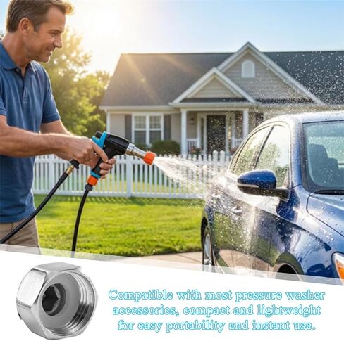 Garden Hose to Pressure Washer Adapter, 3/4-Inch Ght Connection to 1/4-Inch Stainless Steel Quick-Connect Fitting, Tool-Free, Ideal for Car Washing and Household Cleaning in Saudi Arabia