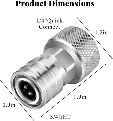 Garden Hose to Pressure Washer Adapter, 3/4-Inch Ght Connection to 1/4-Inch Stainless Steel Quick-Connect Fitting, Tool-Free, Ideal for Car Washing and Household Cleaning in Saudi Arabia