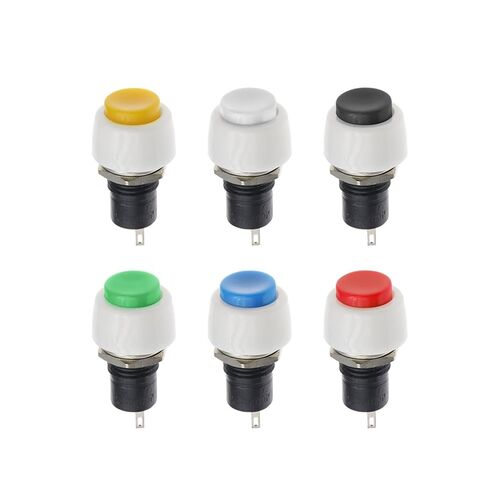 6 قطع مفتاح زر الضغط، DS-450 إعادة ضبط مفتاح زر صغير مستدير ذاتي القفل 250 فولت 2 أمبير دبوس نحاسي أحمر وأخضر 10 مم (أبيض) in Kuwait