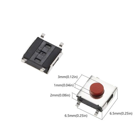50 قطعة مفتاح زر الضغط، 6X6X3.1MM SMD 4Pin زر مفاتيح أحمر in Kuwait