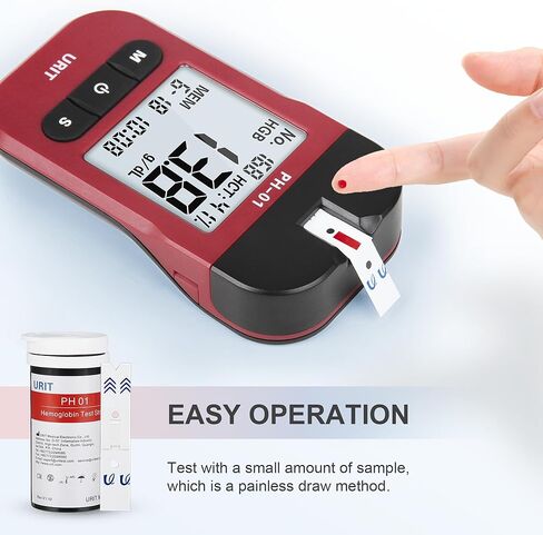 مجموعات اختبار الهيموجلوبين مع 25 شريط اختبار الهيموجلوبين، مجموعة أدوات اختبار الهيموجلوبين للاستخدام المنزلي، مجموعة اختبار الهيموجلوبين المنزلية، سهلة الاستخدام. in Kuwait