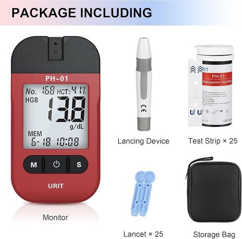 مجموعات اختبار الهيموجلوبين مع 25 شريط اختبار الهيموجلوبين، مجموعة أدوات اختبار الهيموجلوبين للاستخدام المنزلي، مجموعة اختبار الهيموجلوبين المنزلية، سهلة الاستخدام. in Kuwait