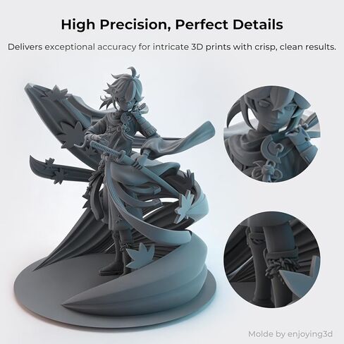 راتينج طابعة ثلاثية الأبعاد يشبه ABS، 405 نانومتر معالجة سريعة بالأشعة فوق البنفسجية بوليمر فوتوبوليمر ثلاثي الأبعاد لطباعة LCD/DLP/MSLA، دقة عالية ولزوجة منخفضة، رمادي، 500 جرام in Kuwait