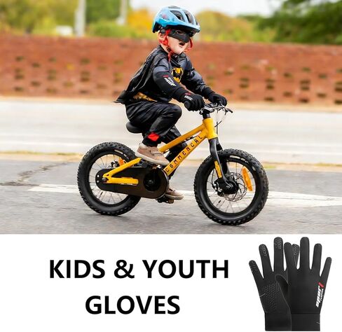 XuoAz Kids Bike Gloves with Grips - Full Finger Touchscreen Youth Cycling Gloves for Boys Girls Outdoor Sports(7-12 Years) in Saudi Arabia