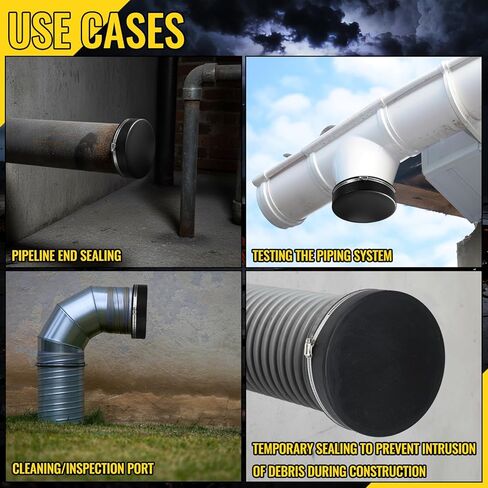3 Pack 8 Inch Flexible PVC Pipe Cap with Stainless Steel Clamps - Black Durable End Caps for Drainage, Wastewater & Vent Pipes, Above/below Ground Use in Saudi Arabia