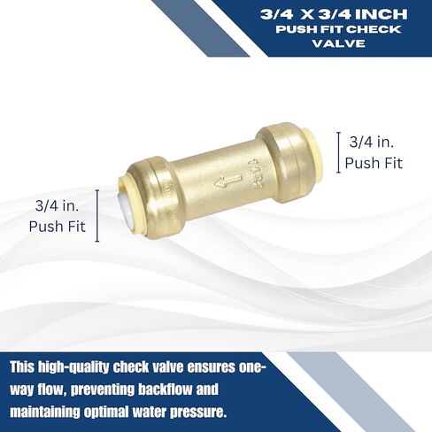 1 Piece XFITTING 3/4" x 3/4" Push Fit Check Valve, Certified to NSF ANSI61, Brass, Plumbing Fitting, For Copper, Pex, CPVC, 1 Pack in Saudi Arabia