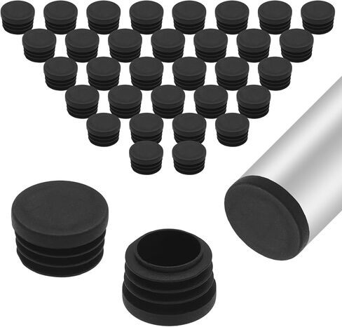 32 قطعة من أغطية نهاية الأنابيب المستديرة مقاس 1 بوصة، أغطية طرفية بلاستيكية تُدخل قابسًا نهائيًا لأرجل الكرسي، وعمود الأنابيب، وأرجل الطاولة (أسود، 25 × 25 مم) in Kuwait