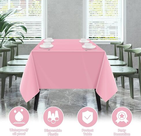 OHOME 4 Pack Plastic Table Cloth Disposable,Pink Tablecloth - Pink Table Cloths for Parties - Pink Birthday Party Decorations,Mothers Day Decorations in Kuwait