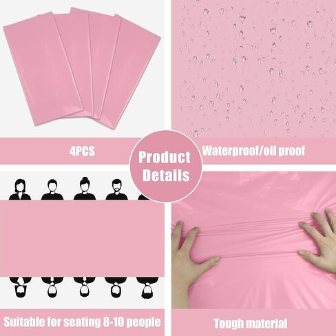 OHOME 4 Pack Plastic Table Cloth Disposable,Pink Tablecloth - Pink Table Cloths for Parties - Pink Birthday Party Decorations,Mothers Day Decorations in Kuwait