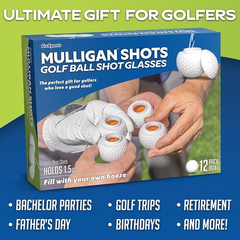 نظارات كرة الجولف من GoSports Mulligan Shots مع أغطية - 12 عبوة - هدايا جولف مضحكة للرجال in Saudi Arabia