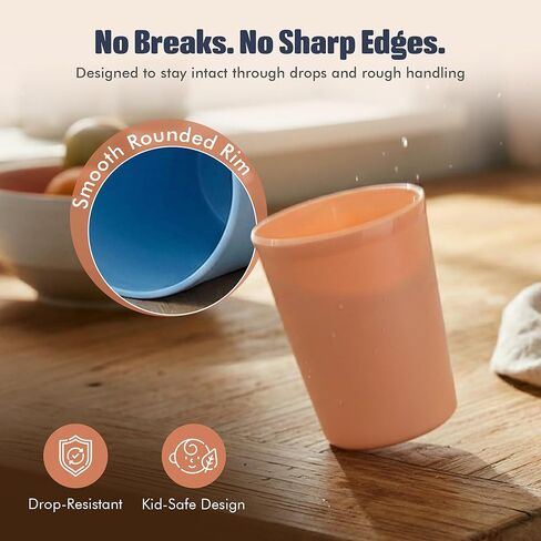 MASTERCOOK 6 Pcs. Small Reusable Cups –8 oz Unbreakable Drinking Glasses -Toddler Cups for Water, Juice, Milk–BPA Free Stackable Tumblers Plastic Cup set for Kitchen, Picnics, Parties- Kid-Friendly in Saudi Arabia