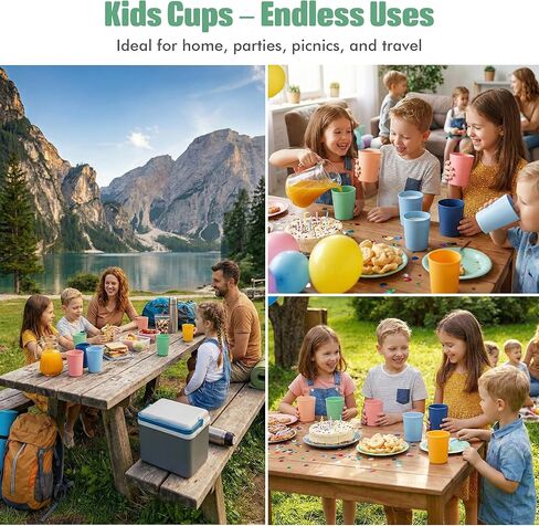 MASTERCOOK 6 Pcs. Small Reusable Cups –8 oz Unbreakable Drinking Glasses -Toddler Cups for Water, Juice, Milk–BPA Free Stackable Tumblers Plastic Cup set for Kitchen, Picnics, Parties- Kid-Friendly in Saudi Arabia