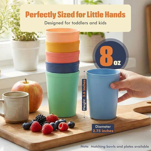 MASTERCOOK 6 Pcs. Small Reusable Cups –8 oz Unbreakable Drinking Glasses -Toddler Cups for Water, Juice, Milk–BPA Free Stackable Tumblers Plastic Cup set for Kitchen, Picnics, Parties- Kid-Friendly in Saudi Arabia