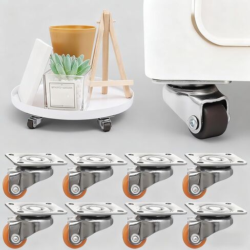 4PCS Self Adhesive Casters Universal Mini 360° Rotation Furniture Wheels with Brake Pads Furniture Mute Sticky Mute Pulley (Orange) in Saudi Arabia