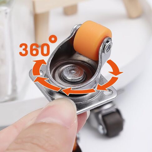 4PCS Self Adhesive Casters Universal Mini 360° Rotation Furniture Wheels with Brake Pads Furniture Mute Sticky Mute Pulley (Orange) in Saudi Arabia
