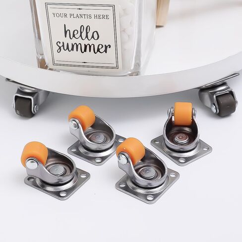 4PCS Self Adhesive Casters Universal Mini 360° Rotation Furniture Wheels with Brake Pads Furniture Mute Sticky Mute Pulley (Orange) in Saudi Arabia