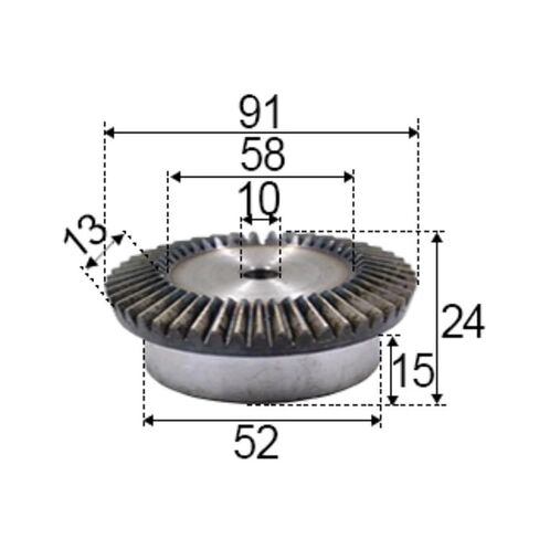 ترس ترس محرك فولاذي شديد التحمل 1.5 م-15/60 أسنان مظلة معدنية ترس مخروطي 90 درجة 4:1 قطر ناقل الحركة: 91 مم/24 مم (فتحة D: 10 مم/8 مم) مجموعة واحدة in Kuwait