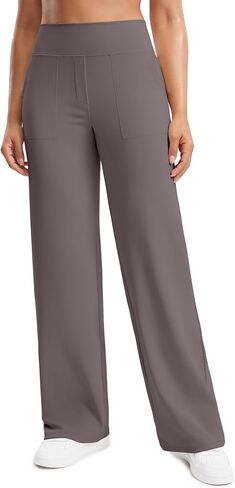 POSHDIVAH سراويل اليوغا للنساء 33 بوصة عالية الخصر بنطال ذو قصة أرجل واسعة مع جيوب مطاطية فستان صالة غير رسمي Sweatpants in Kuwait