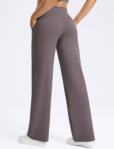 POSHDIVAH سراويل اليوغا للنساء 33 بوصة عالية الخصر بنطال ذو قصة أرجل واسعة مع جيوب مطاطية فستان صالة غير رسمي Sweatpants in Kuwait