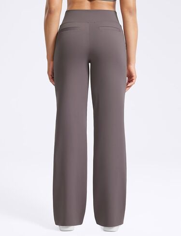 POSHDIVAH سراويل اليوغا للنساء 33 بوصة عالية الخصر بنطال ذو قصة أرجل واسعة مع جيوب مطاطية فستان صالة غير رسمي Sweatpants in Kuwait