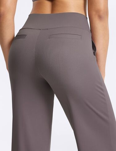 POSHDIVAH سراويل اليوغا للنساء 33 بوصة عالية الخصر بنطال ذو قصة أرجل واسعة مع جيوب مطاطية فستان صالة غير رسمي Sweatpants in Kuwait