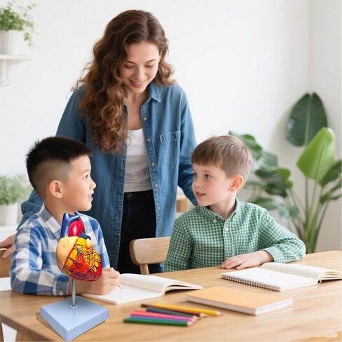 نموذج قلب بشري بالحجم الطبيعي، نموذج طبي للقلب التشريحي قابل للفصل من جزأين، تشريح مع 34 هيكلًا مشفرًا دقيقًا، مع دليل المنتج التفصيلي in Kuwait