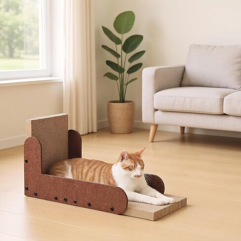 FUKUMARU Cat Scratcher، 26.8 بوصة L على شكل لوحة خدش للقطط، لوح خدش للقطط من الورق المقوى الحديث للقطط الداخلية، عمود خدش عمودي من اللباد، واقي الأثاث (رمادي) in Saudi Arabia
