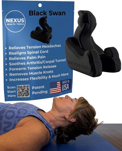 Suboccipital Release Device for Tension Headache Relief — Occipital Release Tool & Neck Stretcher for Neck Pain & Jaw Tension | Hand Massager for Wrist & Forearm | 3-in-1 | Made in USA | Black Swan in Saudi Arabia
