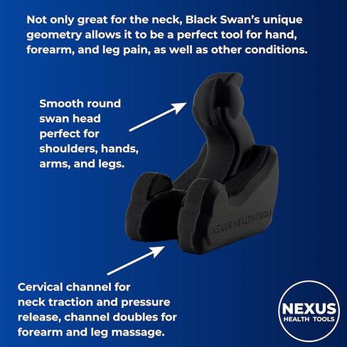 Suboccipital Release Device for Tension Headache Relief — Occipital Release Tool & Neck Stretcher for Neck Pain & Jaw Tension | Hand Massager for Wrist & Forearm | 3-in-1 | Made in USA | Black Swan in Saudi Arabia