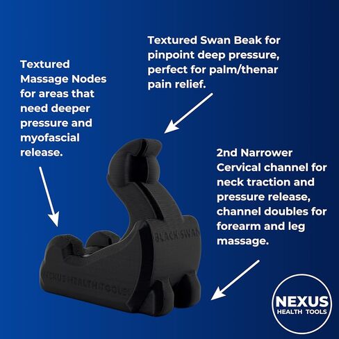 Suboccipital Release Device for Tension Headache Relief — Occipital Release Tool & Neck Stretcher for Neck Pain & Jaw Tension | Hand Massager for Wrist & Forearm | 3-in-1 | Made in USA | Black Swan in Saudi Arabia