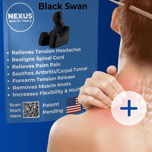 Suboccipital Release Device for Tension Headache Relief — Occipital Release Tool & Neck Stretcher for Neck Pain & Jaw Tension | Hand Massager for Wrist & Forearm | 3-in-1 | Made in USA | Black Swan in Saudi Arabia