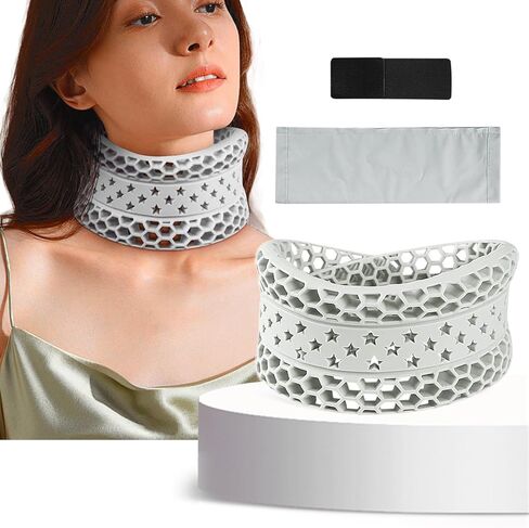 Neck Brace for Neck Pain and Support, Soft Silicone Cervical Collar for Sleeping, Adjustable Breathable Honeycomb Neck Protector Wrap, Keep Vertebrae Stable, Cervical Spine Pressure Relief (Gray) in Saudi Arabia