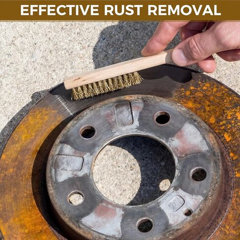 50 Pcs Bulk Brass Wire Brush 8'' L Small Wooden Handle Brass Plated Bristle Abrasive Brush for Rust Removal, Metal Welding Slag, Industry, Home and Kitchen in Kuwait