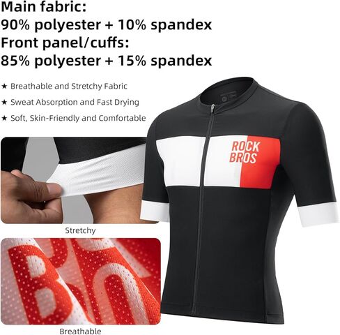 ROCKBROS Cycling Jersey Men Short Sleeve Bike Shirt Breathable Quick-Drying High-Elastic Road Mountain Bike Jersey in Saudi Arabia