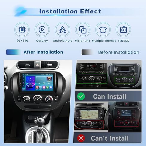 راديو ستيريو للسيارة Hi-Fi 2+64G Android 13 لسيارة Kia Soul 2014-2017، وحدة رأس شاشة لمس عالية الدقة مقاس 9 بوصات مع Apple CarPlay Android Auto اللاسلكي، وكاميرا احتياطية AHD، ووصلة مرآة، ونظام تحديد المواقع العالمي (GPS)، وواي فاي in Kuwait