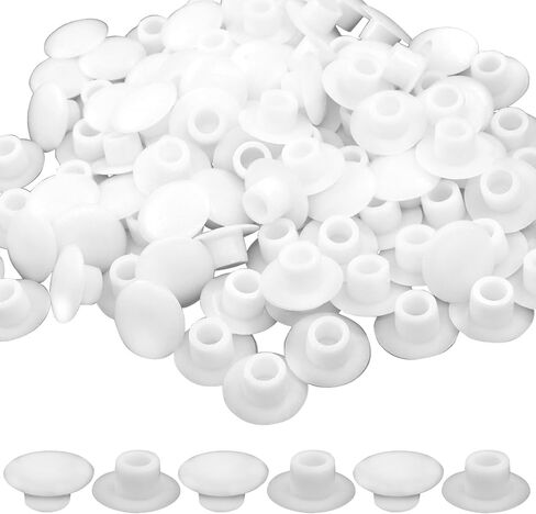 100 Pcs White Plastic Hole Plugs 1/4" (6mm) Screw Caps – Snap-in Locking Caps for Cabinets, Cupboards, Furniture, and Shelves in Saudi Arabia