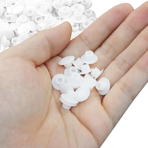 100 Pcs White Plastic Hole Plugs 1/4" (6mm) Screw Caps – Snap-in Locking Caps for Cabinets, Cupboards, Furniture, and Shelves in Saudi Arabia