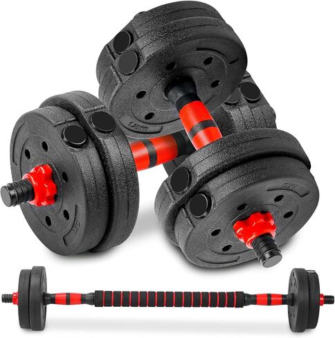 22LB Adjustable Dumbbell Set, Barbell with Thick Connecting Bumper Plate Combo for Strength Gym Training, Men and Women Free Weight Set Fitness Home Equipment in Saudi Arabia