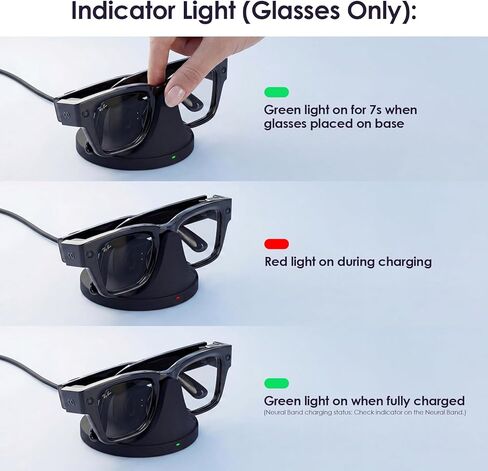 قاعدة شحن 2 في 1 متوافقة مع نظارات Ray Ban Meta Display الذكية والشريط العصبي، شاحن مغناطيسي سريع لملحقات نظارات RayBan Meta Display in Kuwait