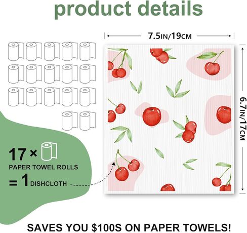 Swedish Dishcloths for Kitchen, 6 Pack, Reusable Paper Towels Washable,Super Absorbent, Fast Dry Cleaning Cloths,Non-Scratch, No Odor, Biodegradable Cleaning Cloths. in Kuwait