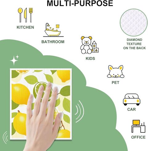 Swedish Dishcloths for Kitchen, 6 Pack, Reusable Paper Towels Washable,Super Absorbent, Fast Dry Cleaning Cloths,Non-Scratch, No Odor, Biodegradable Cleaning Cloths. in Kuwait