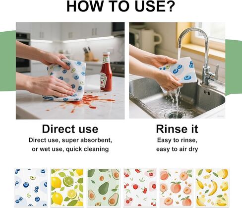 Swedish Dishcloths for Kitchen, 6 Pack, Reusable Paper Towels Washable,Super Absorbent, Fast Dry Cleaning Cloths,Non-Scratch, No Odor, Biodegradable Cleaning Cloths. in Kuwait