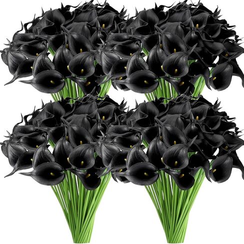 Janinka 60 PCS Calla Lily Flowers Bulk Calla Lilies Bouquet لحضور حفل زفاف مزيف باقة الزفاف الحريرية الحريرية لزينة الحفلات ، 14 بوصة (أبيض) in Saudi Arabia