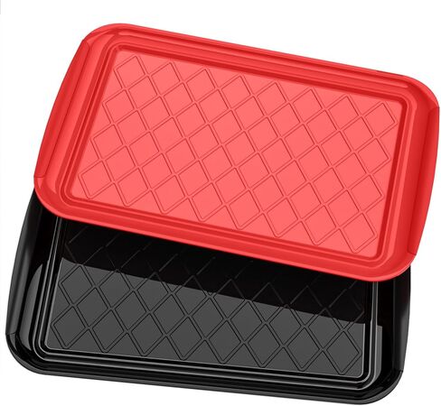 Grilling Prep & Serve Trays for Party- Set of 2, Large Serving Platters for Raw and Cooked Food, Dishwasher Safe, 17"×10.5" Stackable Plastic Party Supplies for Grilling, BBQ, Meal Prep - Green, Black in Saudi Arabia