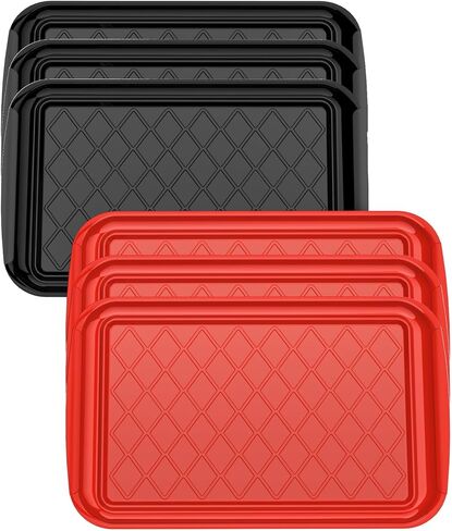 Grilling Prep & Serve Trays for Party- Set of 2, Large Serving Platters for Raw and Cooked Food, Dishwasher Safe, 17"×10.5" Stackable Plastic Party Supplies for Grilling, BBQ, Meal Prep - Green, Black in Saudi Arabia