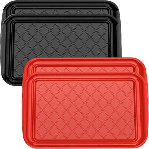 Grilling Prep & Serve Trays for Party- Set of 2, Large Serving Platters for Raw and Cooked Food, Dishwasher Safe, 17"×10.5" Stackable Plastic Party Supplies for Grilling, BBQ, Meal Prep - Green, Black in Saudi Arabia