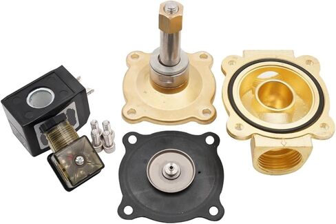 صمام الملف اللولبي النحاسي المفتوح عادةً، G3/8 بوصة إلى G2، ختم NBR، AC220V DC12V 24V، صمام مياه مقاوم لدرجات الحرارة العالية IP65 (1، AC 220V_NBR) in Kuwait