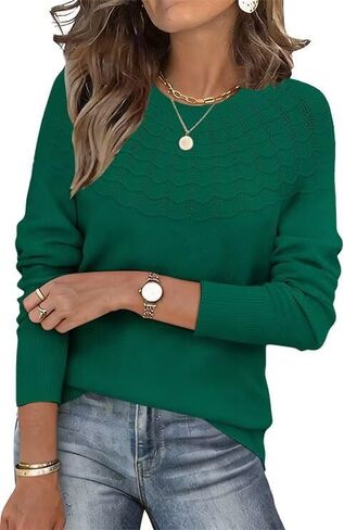 ANFTFH Women's Crewneck Tops 2025 Fall Casual Knit Fashion Pullover Lightweight Sweaters in Kuwait