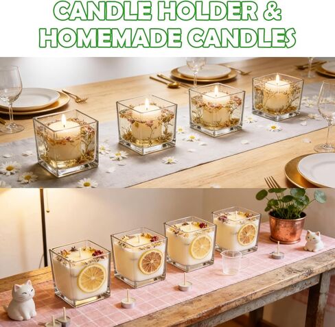 Square Glass Vases, Clear Square Vases for Centerpiece, Cube Flower Vases for Candle Holder Events Wedding Party Home Decoration (4 x 4 inch, 6pcs) in Saudi Arabia