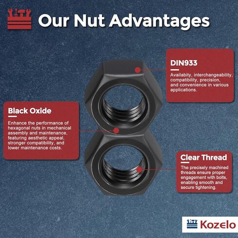 4 قطع صواميل سداسية - [M14-2] صواميل من الفولاذ الكربوني من الدرجة 8 للإصلاح والتجميع الميكانيكي، صامولة خيط خشن متري قياسي، أسود in Kuwait